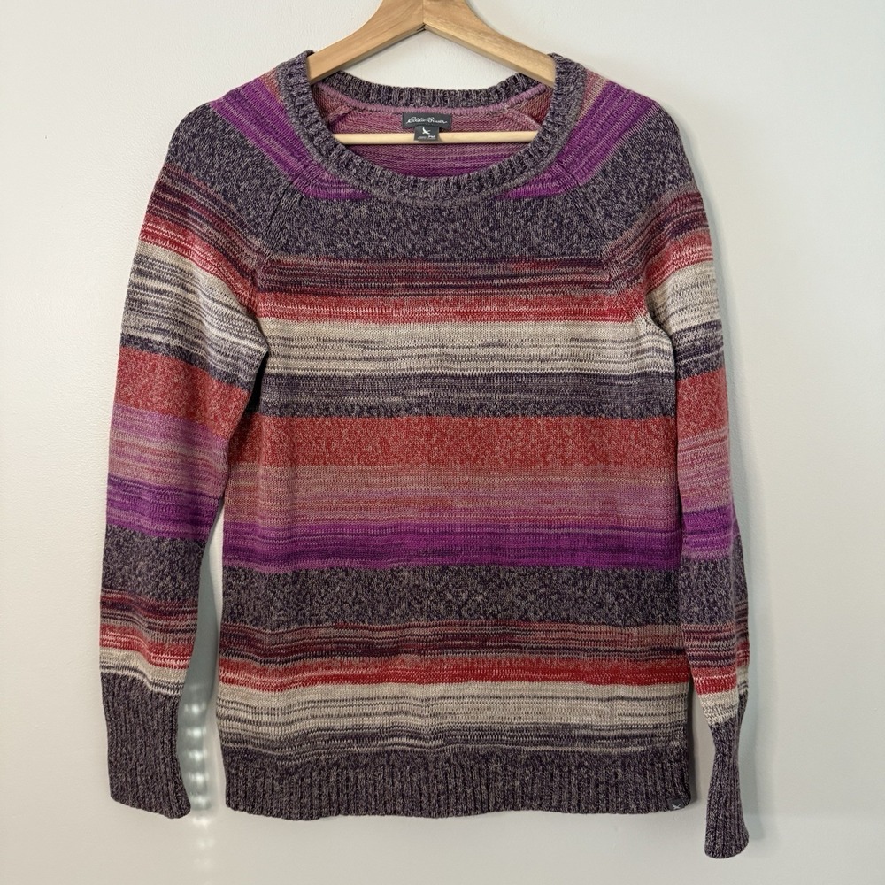Eddie‎ Bauer Women's Long Sleeve Multicolor Pullover Sweater Size Petite Medium